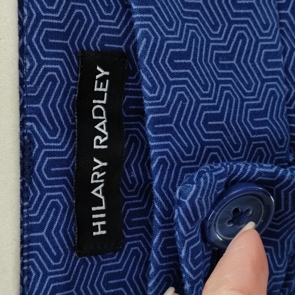 Hilary Radley crop ankle pants blue on blue design size 8 stretch mid rise - Picture 4 of 11